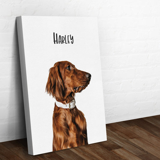 Pet canvas sign featuring a brown hound portrait and Harley text on white crafting canvas on Tampa Home & Garden Store