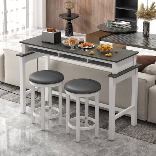 3-Piece Home Bar Set with 2 Upholstered Bar Stools Outlets and USB Ports - Tampa Home & Garden Store
