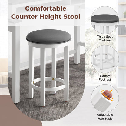 3-Piece Home Bar Set with 2 Upholstered Bar Stools Outlets and USB Ports