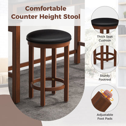 3-Piece Home Bar Set with 2 Upholstered Bar Stools Outlets and USB Ports