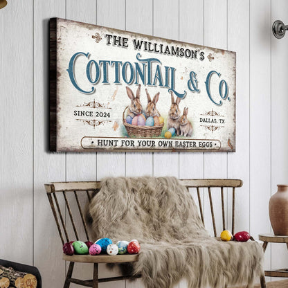 Canvas sign Vintage Easter Sign II by Tailored Canvases with vintage look and rabbits on Tampa Home & Garden Store