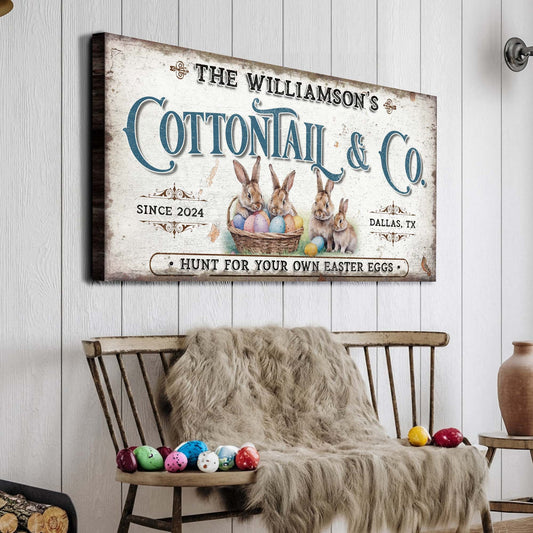 Canvas sign Vintage Easter Sign II by Tailored Canvases with vintage look and rabbits on Tampa Home & Garden Store