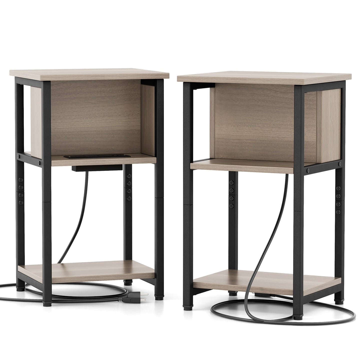 Mesa auxiliar de 3 niveles con puertos USB y tomas de corriente - 1 pieza