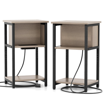 Mesa auxiliar de 3 niveles con puertos USB y tomas de corriente - 1 pieza
