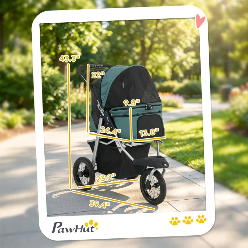 Compact All-Terrain Pet Stroller by Furr Baby Gifts, teal and black with canopy on Tampa Home & Garden Store