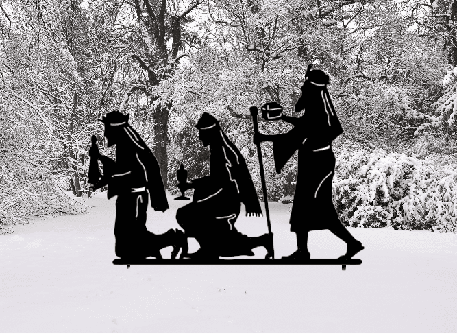 Three Wisemen outdoor Christmas decoration metal silhouette from Rustica Ornamentals on Tampa Home & Garden Store