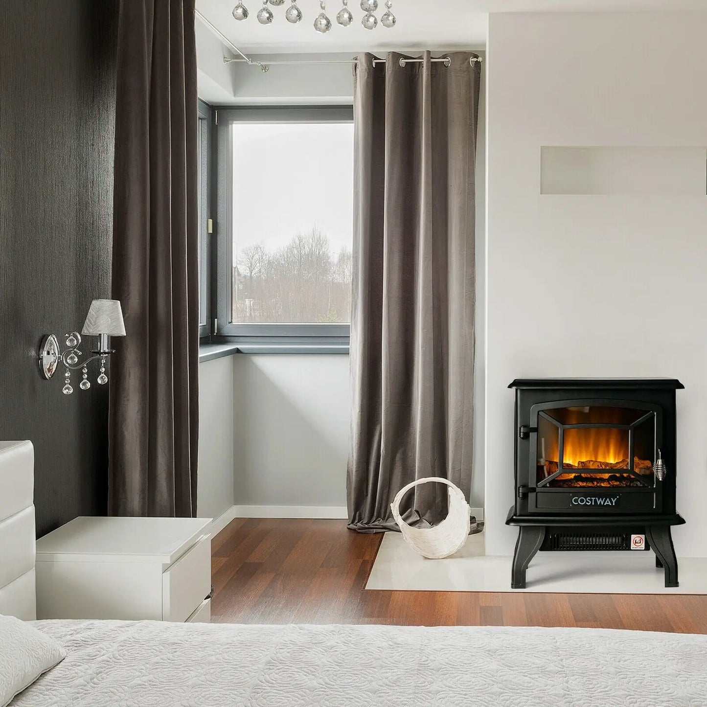 Freestanding Electric Heater with Dancing Flame
