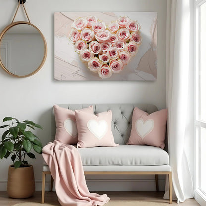 Floral Heart Wall Art IV canvas by Tailored Canvases with pink rose bouquet on pale background on Tampa Home & Garden Store