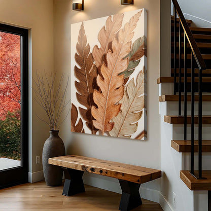 Abstract Autum Leaves Canvas wall art with large brown textured leaves by Tailored Canvases on Tampa Home & Garden Store