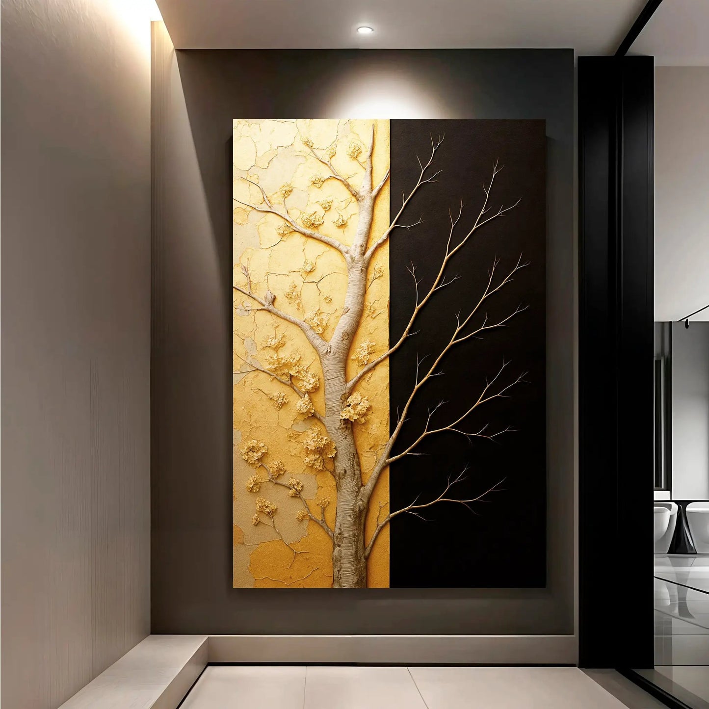 Golden Eclipse canvas art, 2-panel Tailored Canvases crafting canvas with gold and black panels on Tampa Home & Garden Store