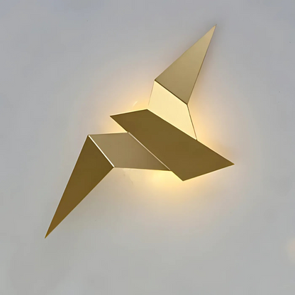 Origami LED Wall Lamp by Moktan Sabai, gold metal wall light with angular shapes on Tampa Home & Garden Store