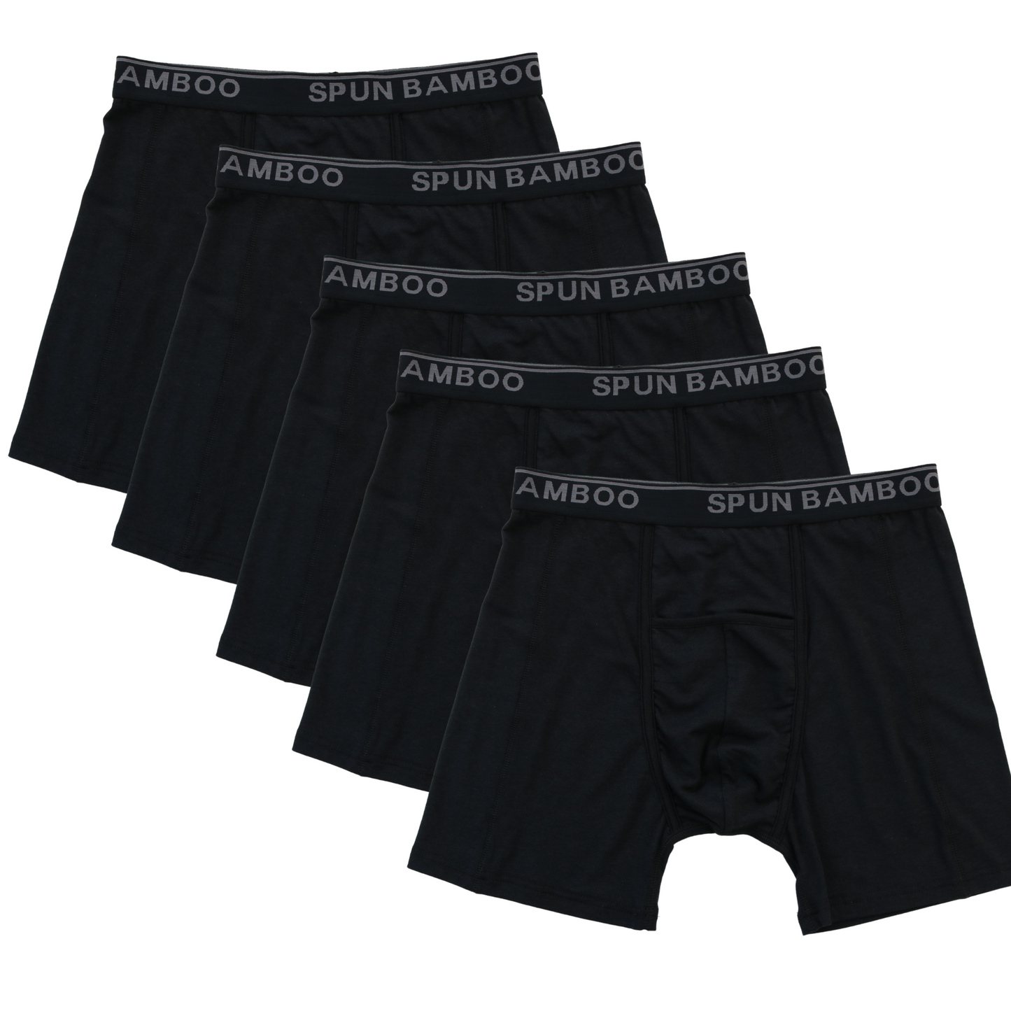 Men's bamboo viscose boxer briefs underwear black 5-pack with SPUN BAMBOO waistband on Tampa Home & Garden Store