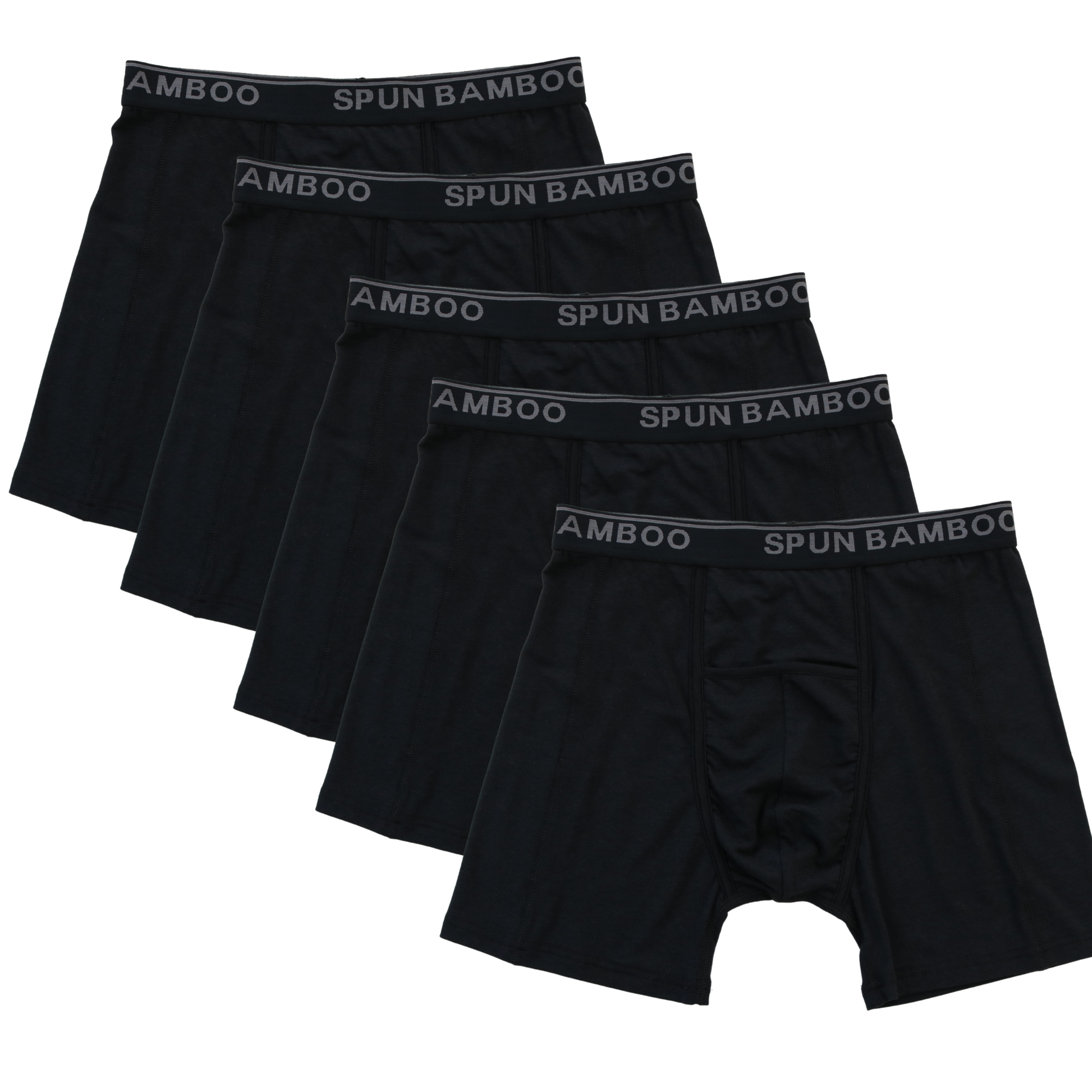 Men's bamboo viscose boxer briefs underwear black 5-pack with SPUN BAMBOO waistband on Tampa Home & Garden Store