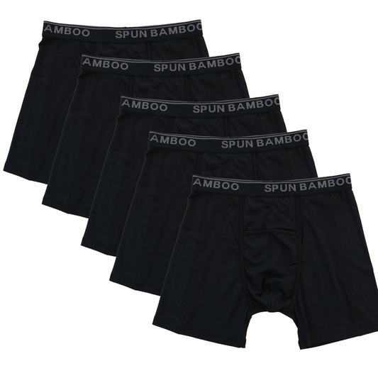 Men's bamboo viscose boxer briefs underwear black 5-pack with SPUN BAMBOO waistband on Tampa Home & Garden Store