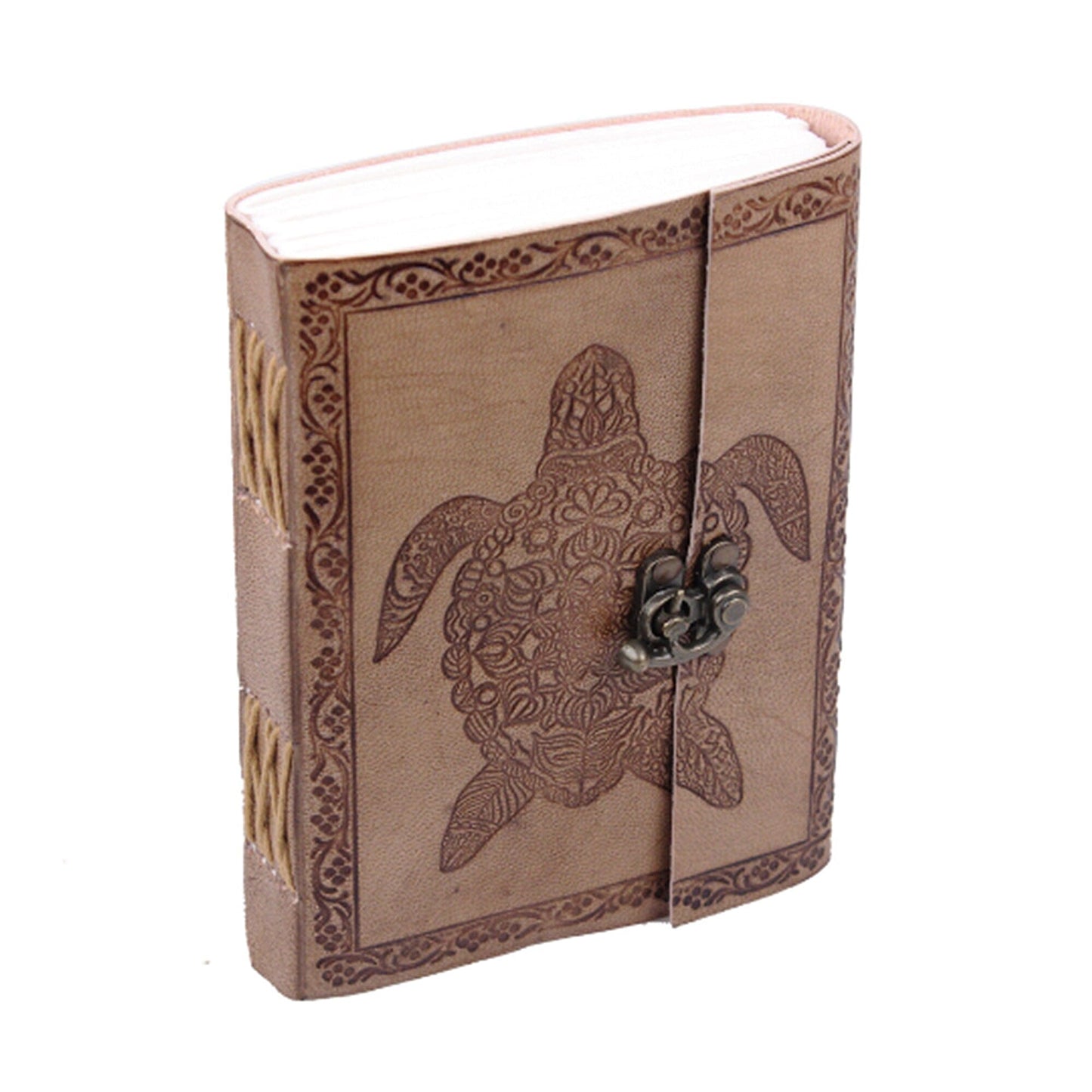The Turtle Notebook, brown leather journal with turtle motif, Classy Leather Bags on Tampa Home & Garden Store