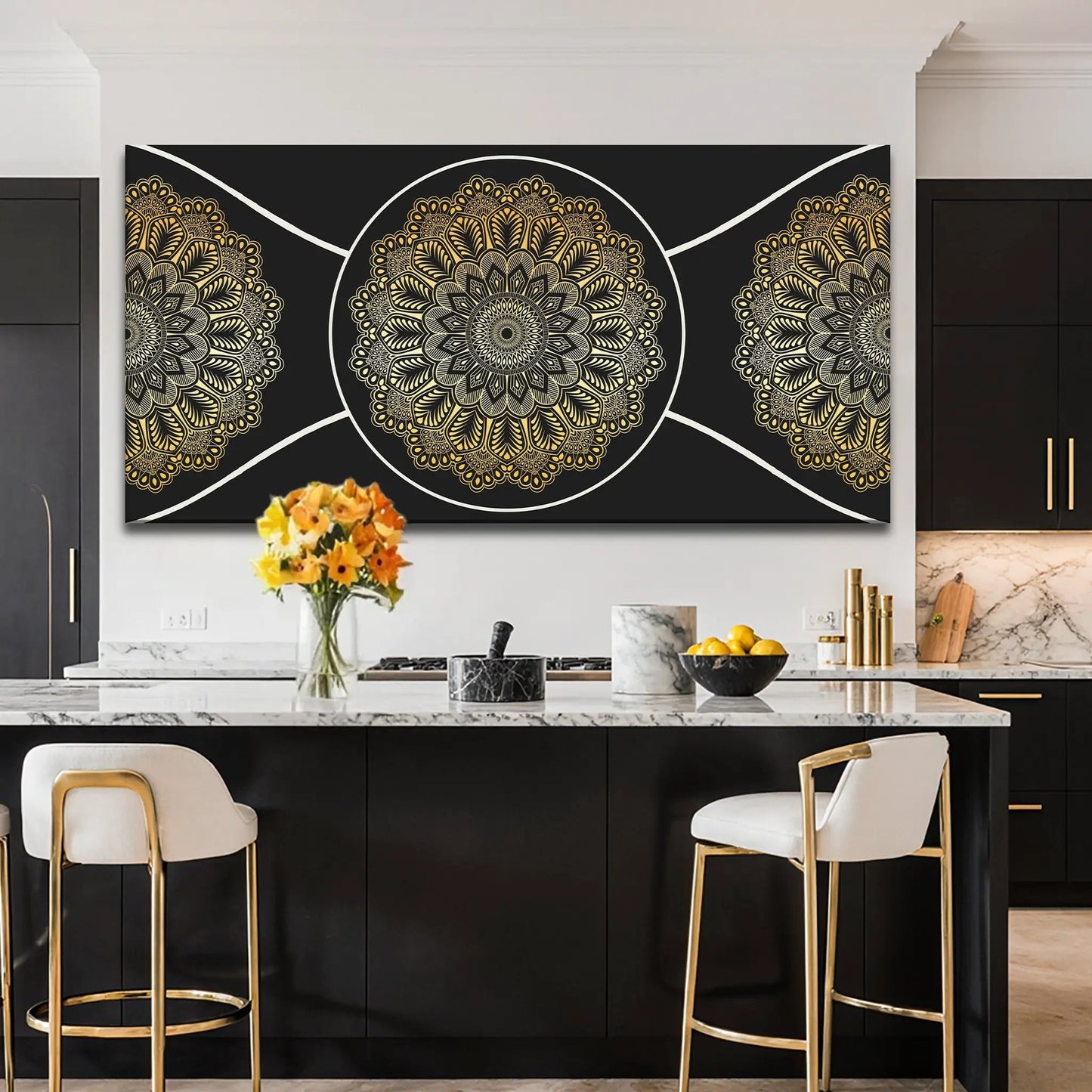 Gold Sacred Geometry Wall Art Canvas USA