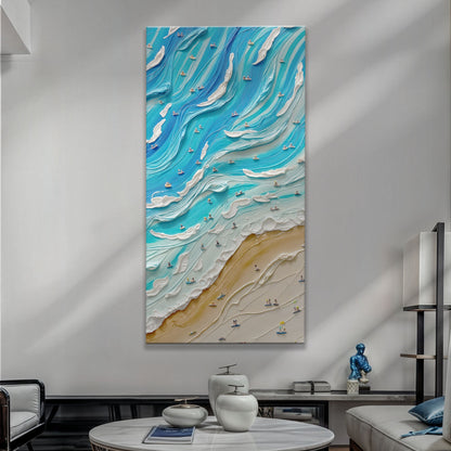 Beach Days Wall Art IV canvas by Tailored Canvases in ocean blue wave pattern on Tampa Home & Garden Store