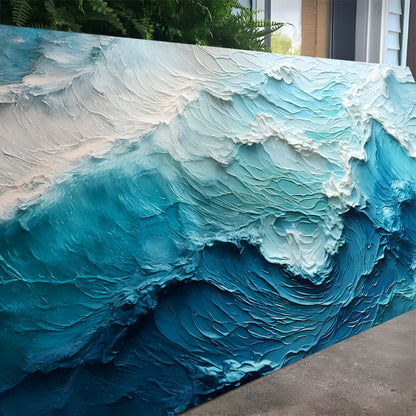 Blue Ocean Coastal Wall Art II canvas with textured relief in blue hues by Tailored Canvases on Tampa Home & Garden Store