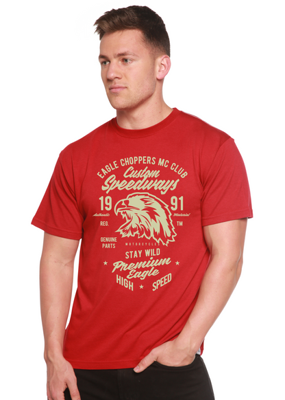 Men's red Custom Speedways Eagle graphic T-shirt in bamboo viscose/organic cotton on Tampa Home & Garden Store