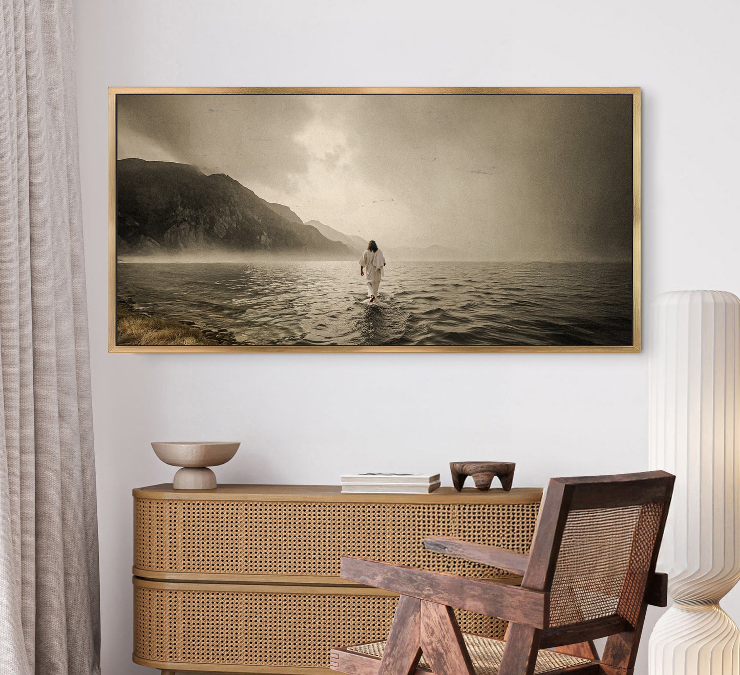 Walking On Water Faith Wall Art V canvas Crafting Canvas Tailored Canvases, sepia seascape on Tampa Home & Garden Store