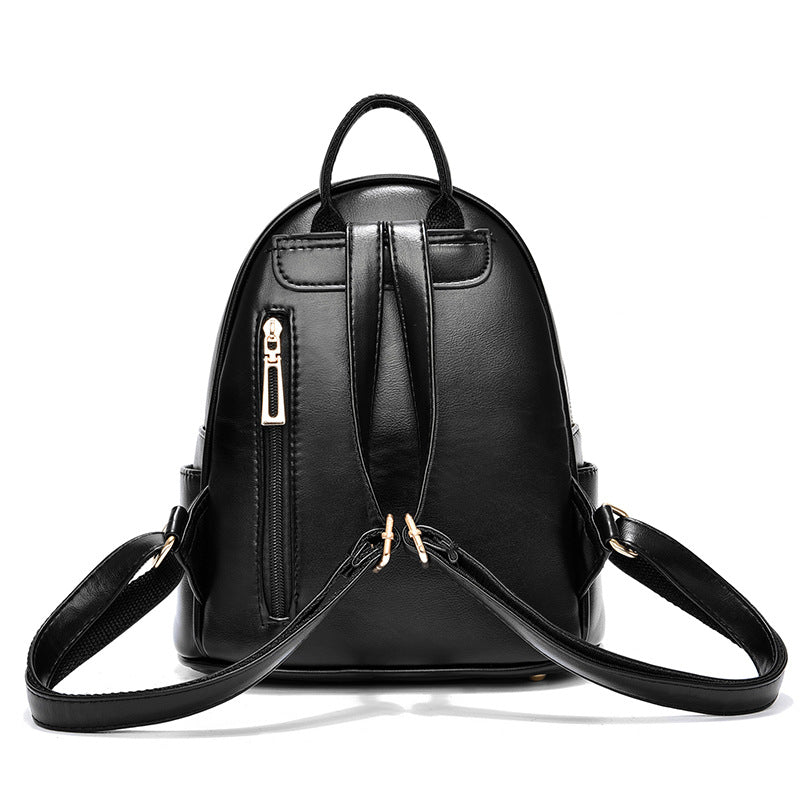 PU Leather Backpack by Stevvex, black with gold hardware, top handle and adjustable straps on Tampa Home & Garden Store