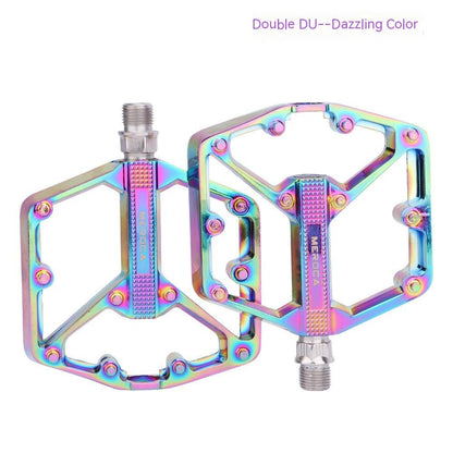 Stevvex bicycle pedals pair aluminum alloy flat platform, rainbow finish, non-slip, threaded axles on Tampa Home & Garden Store