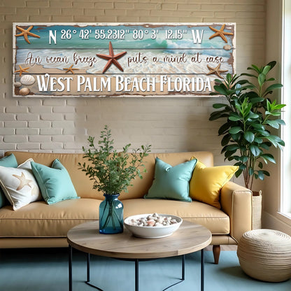 Canvas Personalized Beach House Coastal Sign III by Tailored Canvases with teal wood on Tampa Home & Garden Store