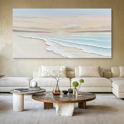 Serene Ocean Wave Coastal Wall Art IV canvas by Tailored Canvases in pastel blues and sandy tones on Tampa Home & Garden Store
