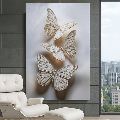 Delicate Flight Wall Art canvas Tailored Canvases white butterfly motifs on gray background on Tampa Home & Garden Store