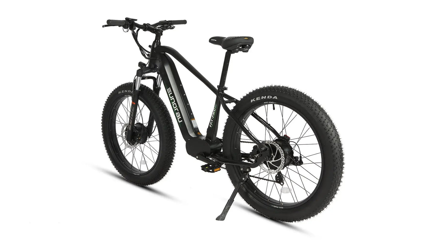 FAT-AWD 2.0 electric bike by EUNORAU E-BIKE US, black fat-tire MTB with front suspension on Tampa Home & Garden Store