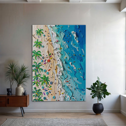 Beach Days Wall Art canvas with sandy beach and palm trees and turquoise ocean on Tampa Home & Garden Store