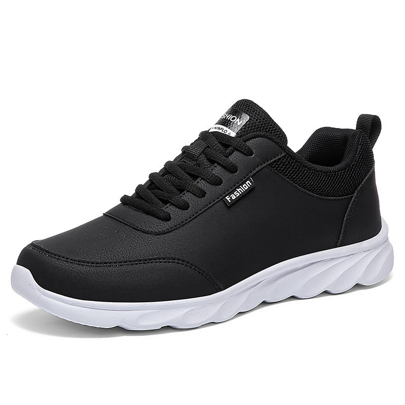 Men's Stevvex black athletic shoes with lightweight breathable upper and white sole on Tampa Home & Garden Store