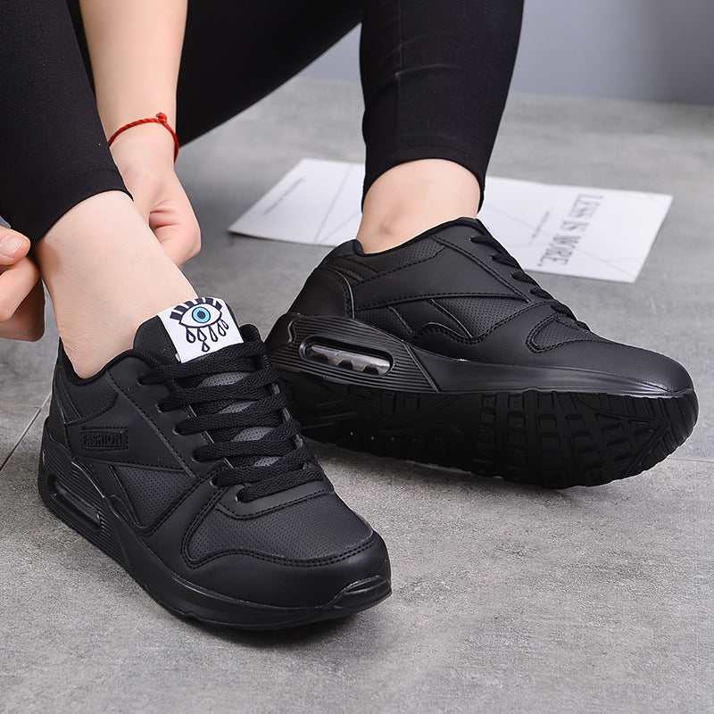 Stevvex women black platform sneakers with air cushion breathable casual athletic footwear on Tampa Home & Garden Store