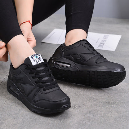 Stevvex women black platform sneakers with air cushion breathable casual athletic footwear on Tampa Home & Garden Store