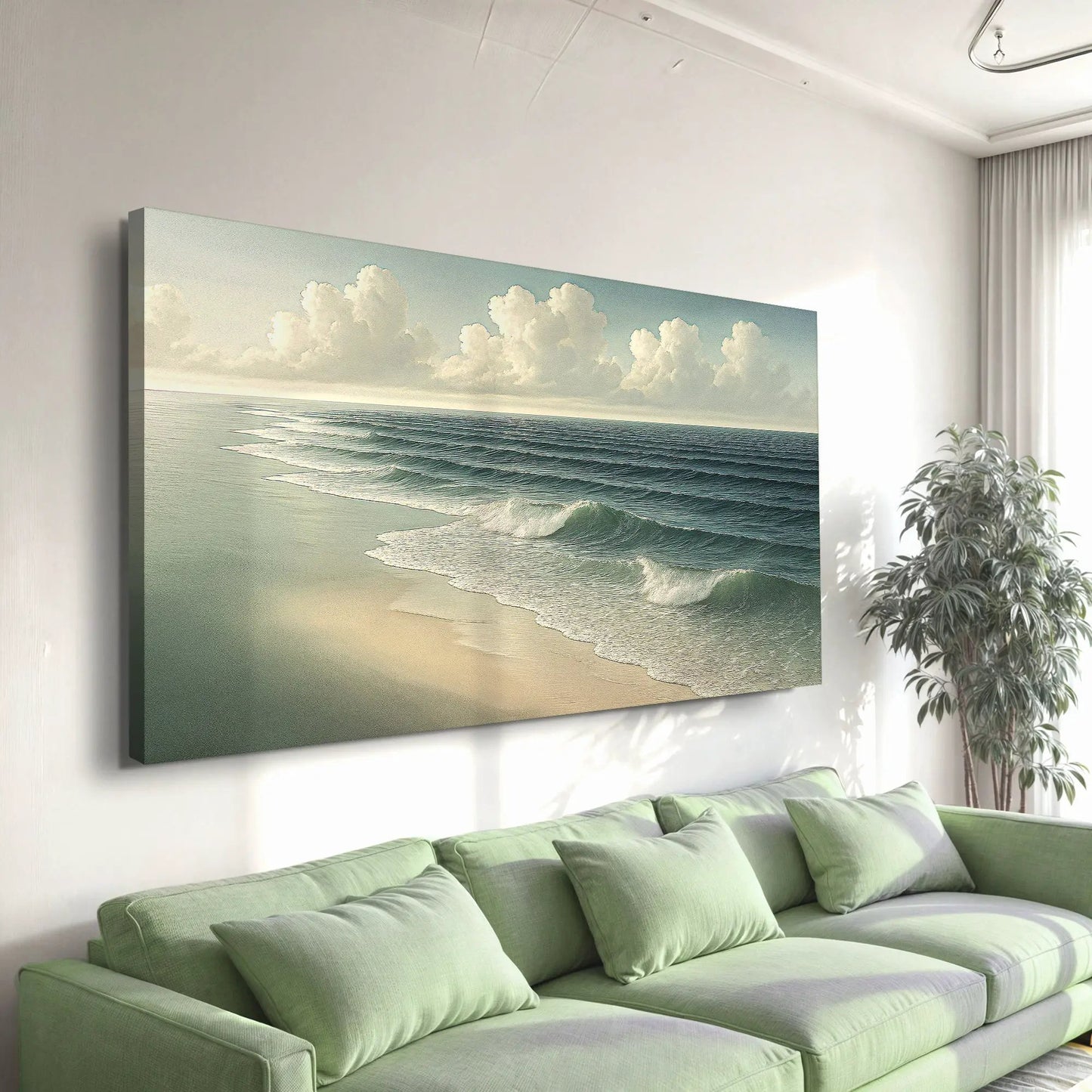 Beach Shoreline Coastal Wall Art VI canvas seascape by Tailored Canvases with waves and clouds on Tampa Home & Garden Store