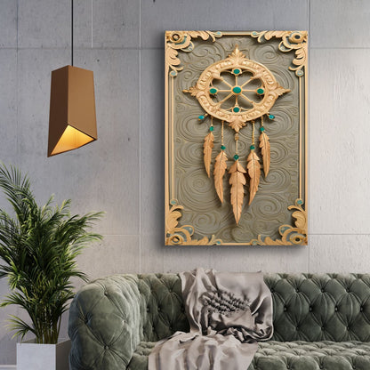 3D Whispering Feathers Wall Art II canvas Tailored Canvases gold frame with teal accents on Tampa Home & Garden Store