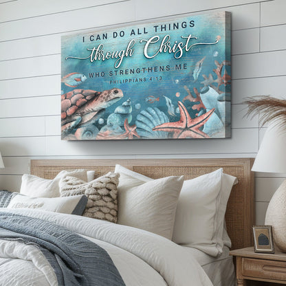 I Can Do All Things Through Christ Faith Sign V canvas Tailored Canvases blue crafting canvas on Tampa Home & Garden Store
