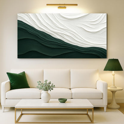 Modern Abstract Minimalist Wall Art IX canvas by Tailored Canvases, dark green waves on Tampa Home & Garden Store