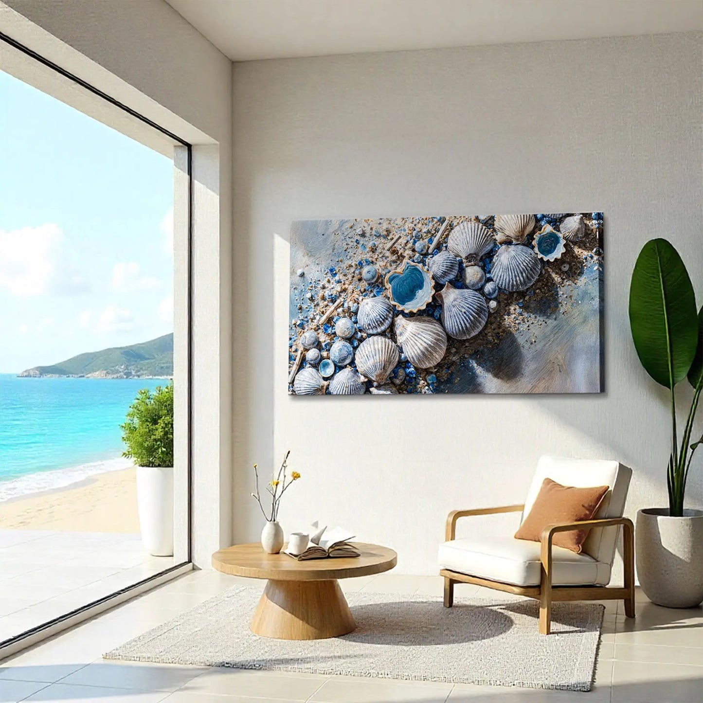 Sea Shells Modern Coastal Wall Art II canvas by Tailored Canvases, seashell collage wall decor on Tampa Home & Garden Store