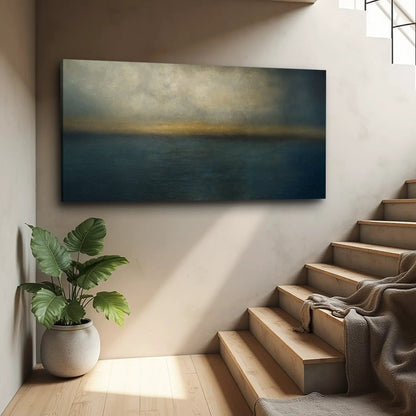 Waterscape Abstract Wall Art canvas by Tailored Canvases, large teal-to-gold gradient seascape on Tampa Home & Garden Store