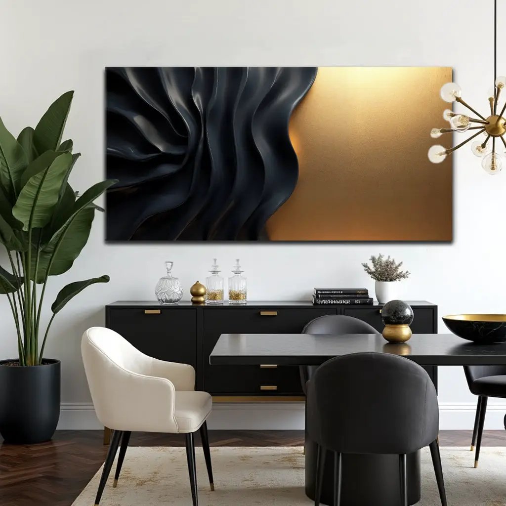 Black and Gold Minimalist Abstract XIII Wall Sign