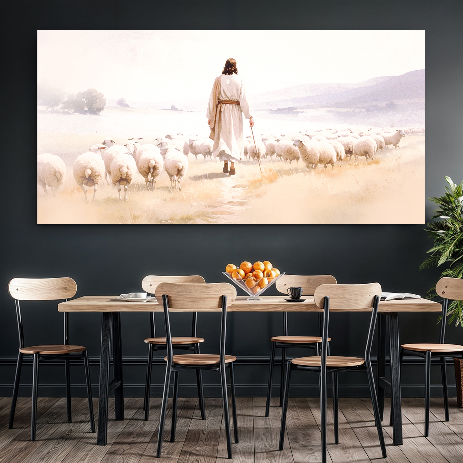 99 Faith Wall Art XI canvas by Tailored Canvases; shepherd guiding a flock on Tampa Home & Garden Store