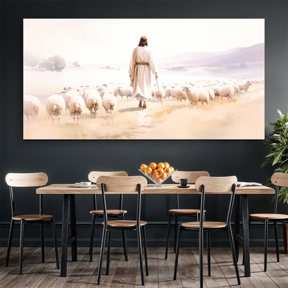99 Faith Wall Art XI canvas by Tailored Canvases; shepherd guiding a flock on Tampa Home & Garden Store