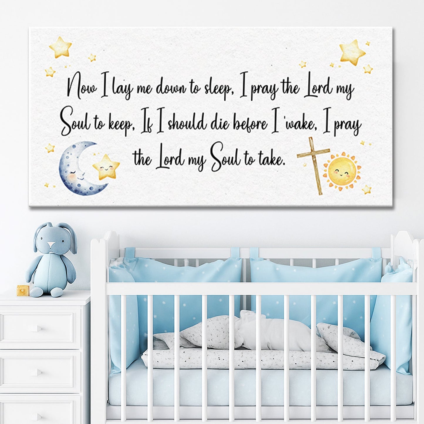 I Lay Me Down To Sleep Faith Sign canvas with moon and sun accents Tailored Canvases on Tampa Home & Garden Store