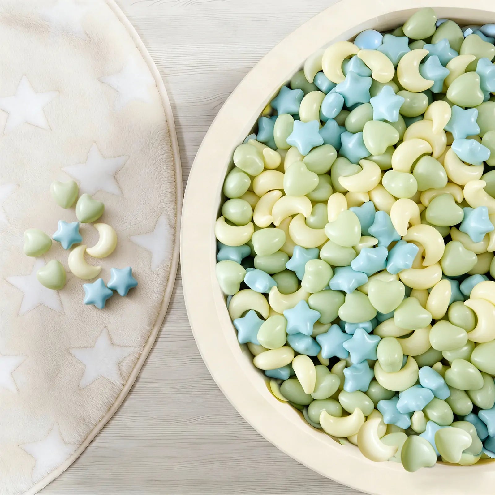 Tiny Land Fun-Shapes Ocean Ball 200 pcs pastel star and moon ball pit balls blue green yellow on Tampa Home & Garden Store