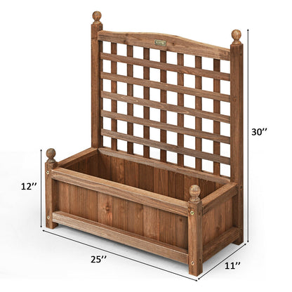 Wood planter box with trellis in brown wood, weather-resistant outdoor by LJGDeals on Tampa Home & Garden Store