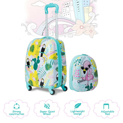 GemGear 2-Piece Kids Luggage Set: 12in backpack and 16in rolling suitcase in turquoise print on Tampa Home & Garden Store