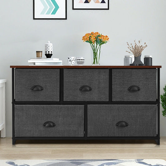 Cómoda de Madera Unidad de Almacenamiento Mesa Auxiliar Organizador de Exhibición-Gris