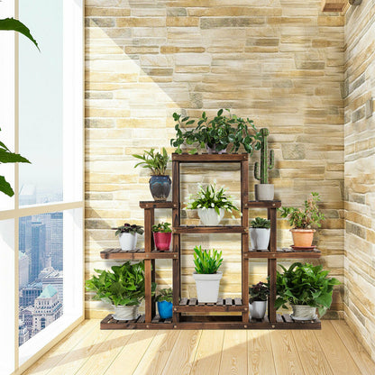 Estante de almacenamiento de exhibición de plantas de madera de 6 niveles