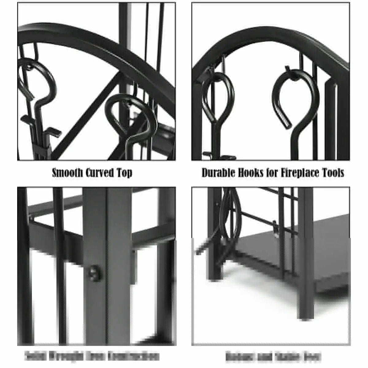 Fireplace Log Rack With Tools Set For Fireside